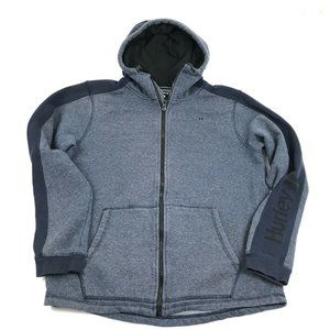 Hurley Mens Hoodie Blue Full Zip Long Sleeve Sweatshirt Logo Pockets S Small